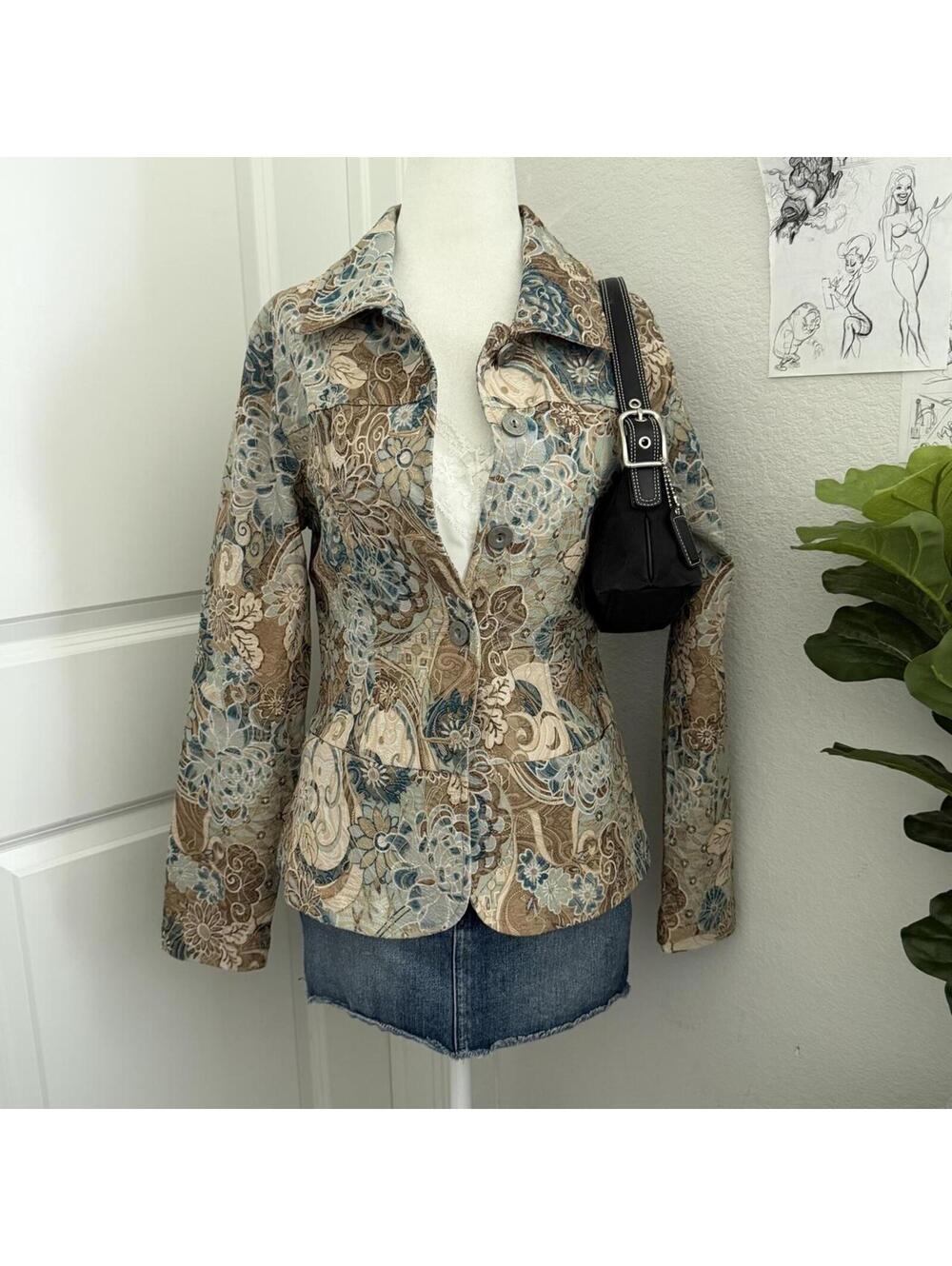 Analose printed cotton button up top